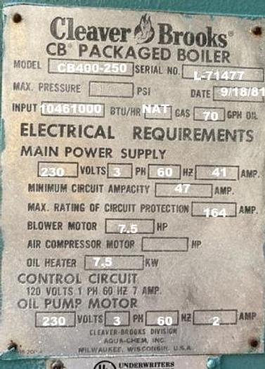 Used 1981 Cleaver Brooks CB400-250