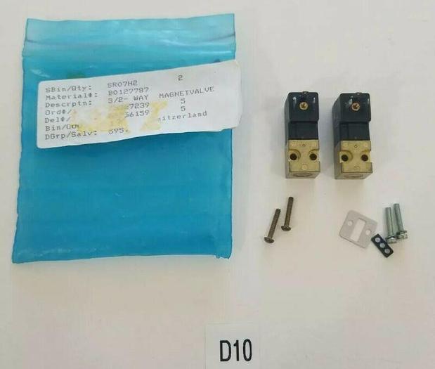 Used *PREOWNED* LOT OF 2 Perkin Elmer B0127787 3/2 Way Magnet Valves. CH-1290