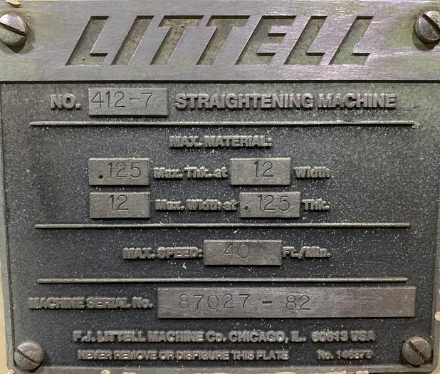 Used 12" Littell Straightener and Uncoiler