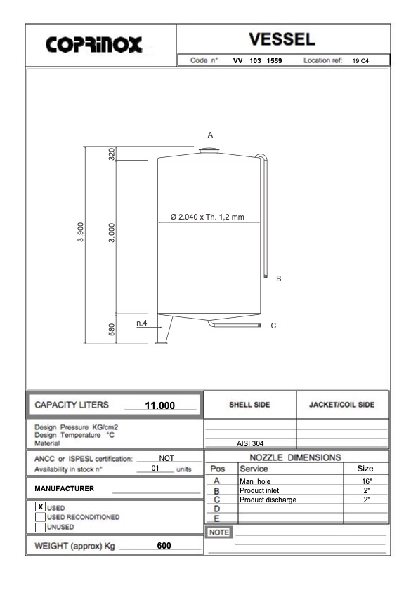 Used Serbatoio  da 11000 Litri
