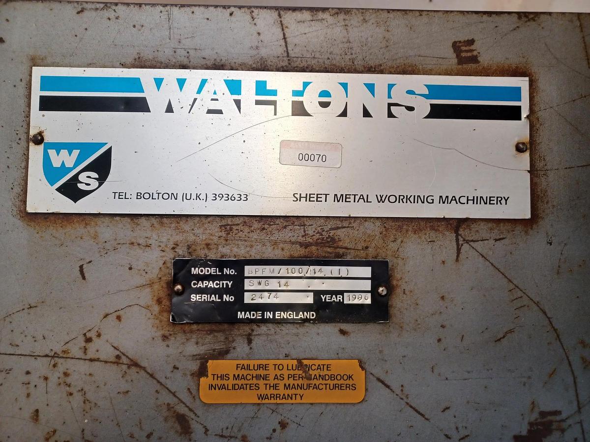 Used Walton  BPFM 2500mm x 2mm box and Pan folding machine