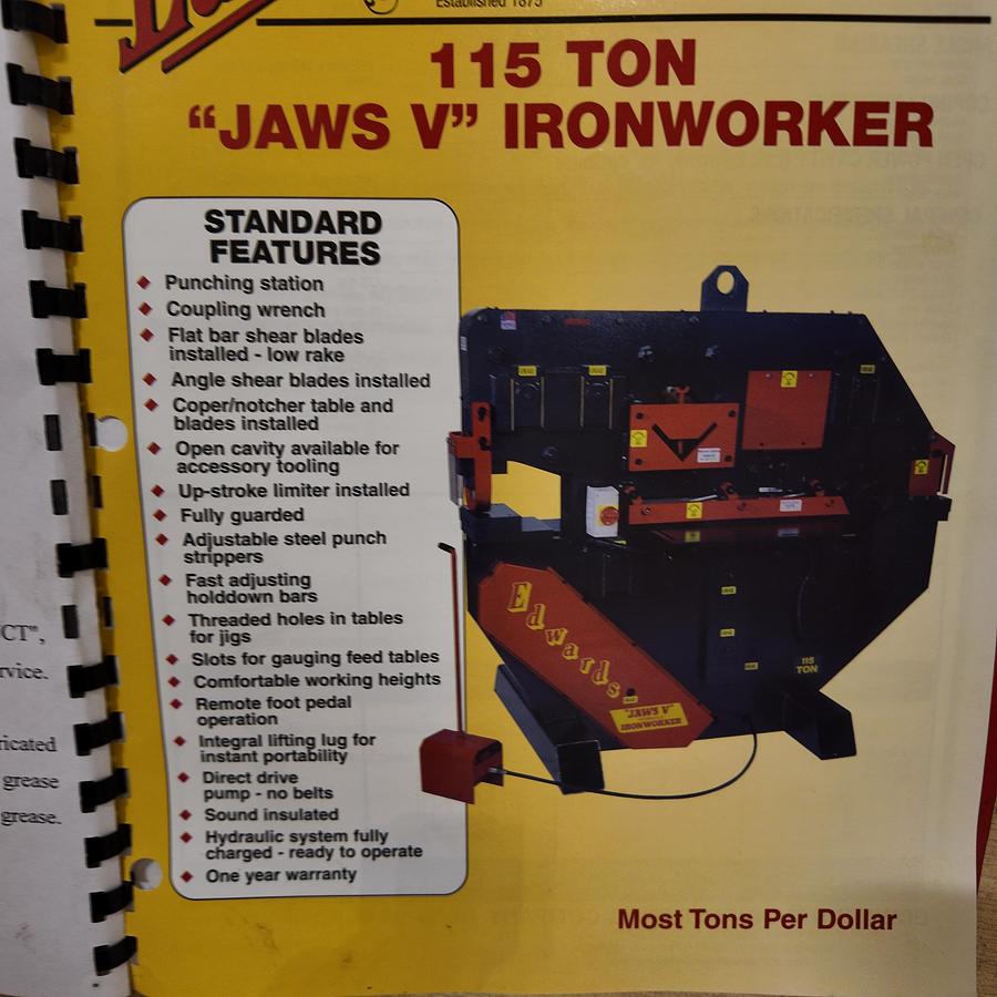 Used EDWARDS JAWS 115 ton V  Steelworker Iron worker