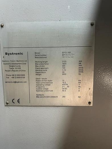 Used Bystronic  EP31-160  3m x 160 ton press brake