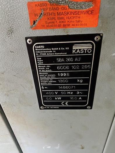 Brugt BRUGT BÅNDSAVEAUTOMAT, FABRIKAT KASTO, MODEL SBA 260 AU - ÅRGANG 1998