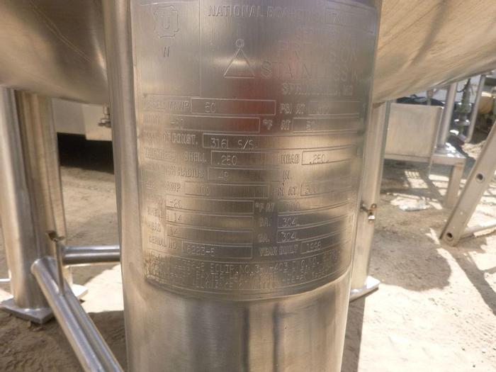 Used Reactor, 660 Gallon, 316L S/st, Jkt, 50 PSI, Precision E #S744223