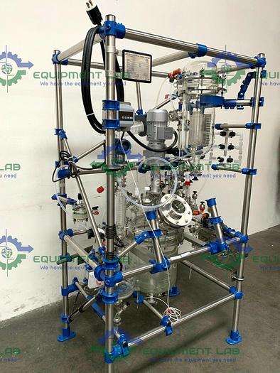 Used De Dietrich Distillation Skid w/ 16 Liter Jacketed Glass Reactor & Mixer