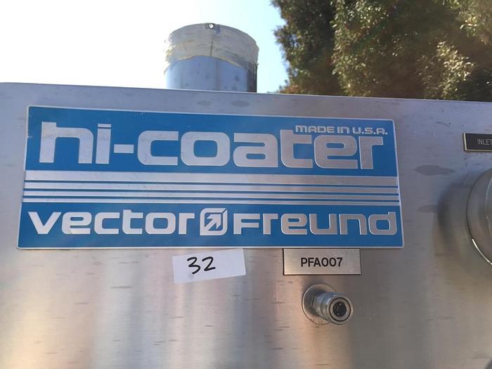 Used Coating Pan, Freund-Vector, Hi-Coater, 316 Stainless steel, Blower, Controls #S739995