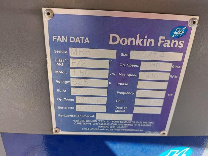 Used Donkin 1.5kw Fan