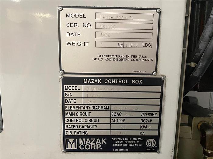 Used 2002 Mazak VTC-160A 2 PC
