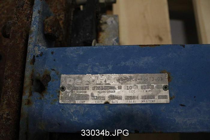 Used Dezurik 10" Air Operated Knife Gate Valve #33034