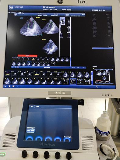 Gebraucht GE Vivid T8 Ultraschallsystem für Herz- und Gefäß-Ultraschall mit Kardio Sonde SW: R1.0.7