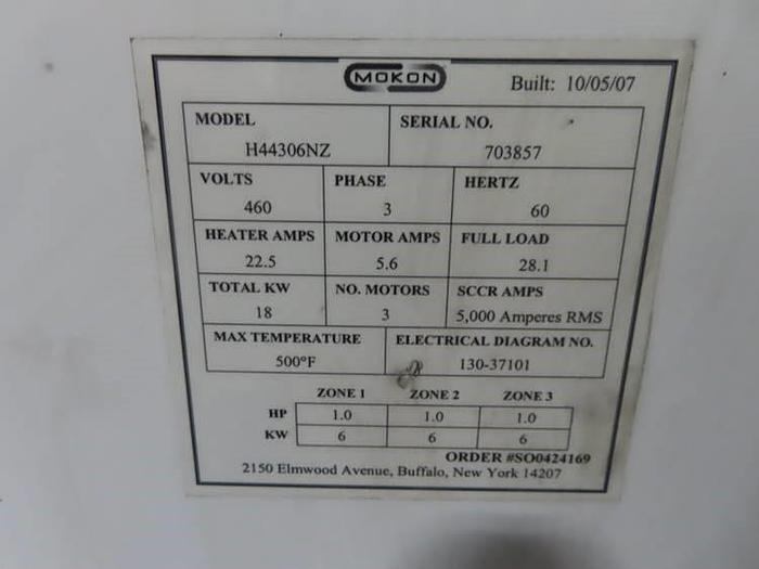 Used 18 KW MOKON HOT OIL HEATER - 3 ZONES (6 KW PER ZONE) - 460V