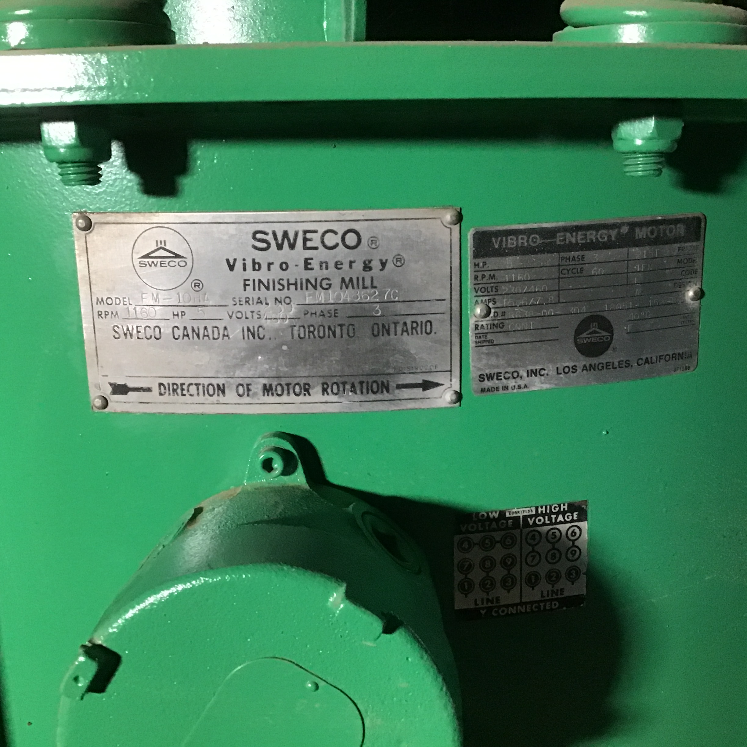 Used 10 cu. ft. Sweco Mdl. FM-10HA Vibratory Finisher