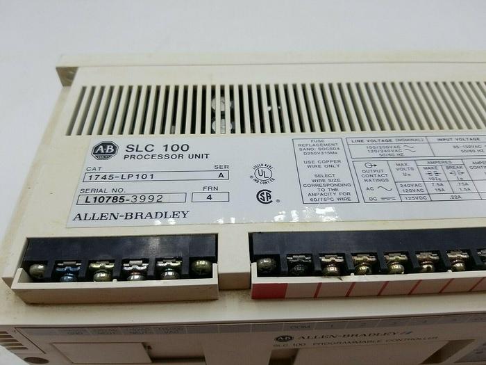 Used ALLEN BRADLEY SLC 100 1745-LP101 SER. A PROGRAMMABLE CONTROLLER
