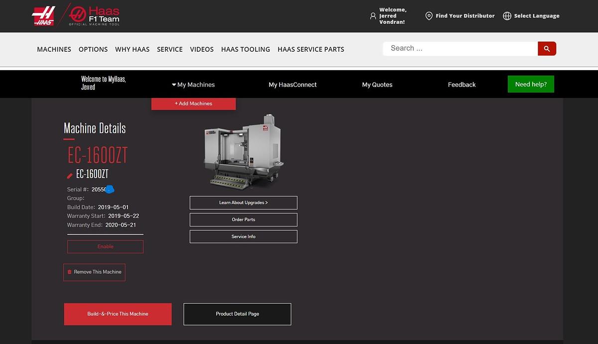 Used 2019 HAAS EC-1600ZT