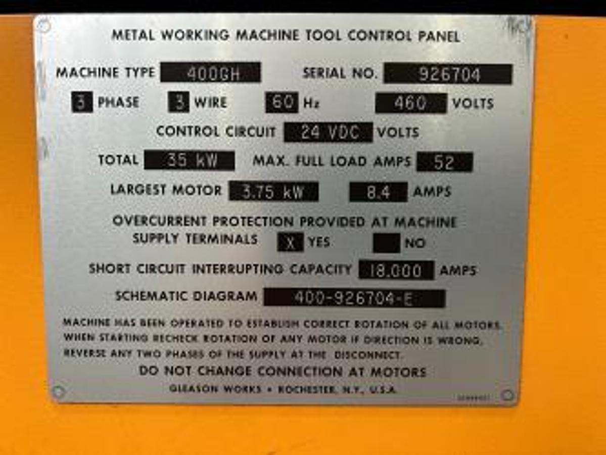 Used GLEASON PHOENIX MODEL 400GH CNC GEAR HOBBER