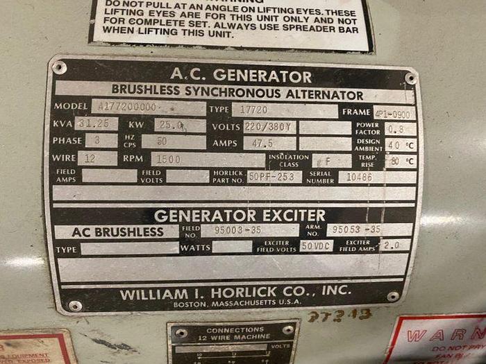 Used Used Motor Generator Set 480 60hz to 220/380Y 50hz