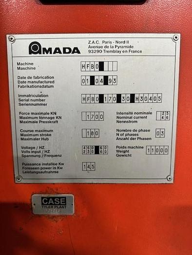 Used 1991 AMADA HFBO 170 30