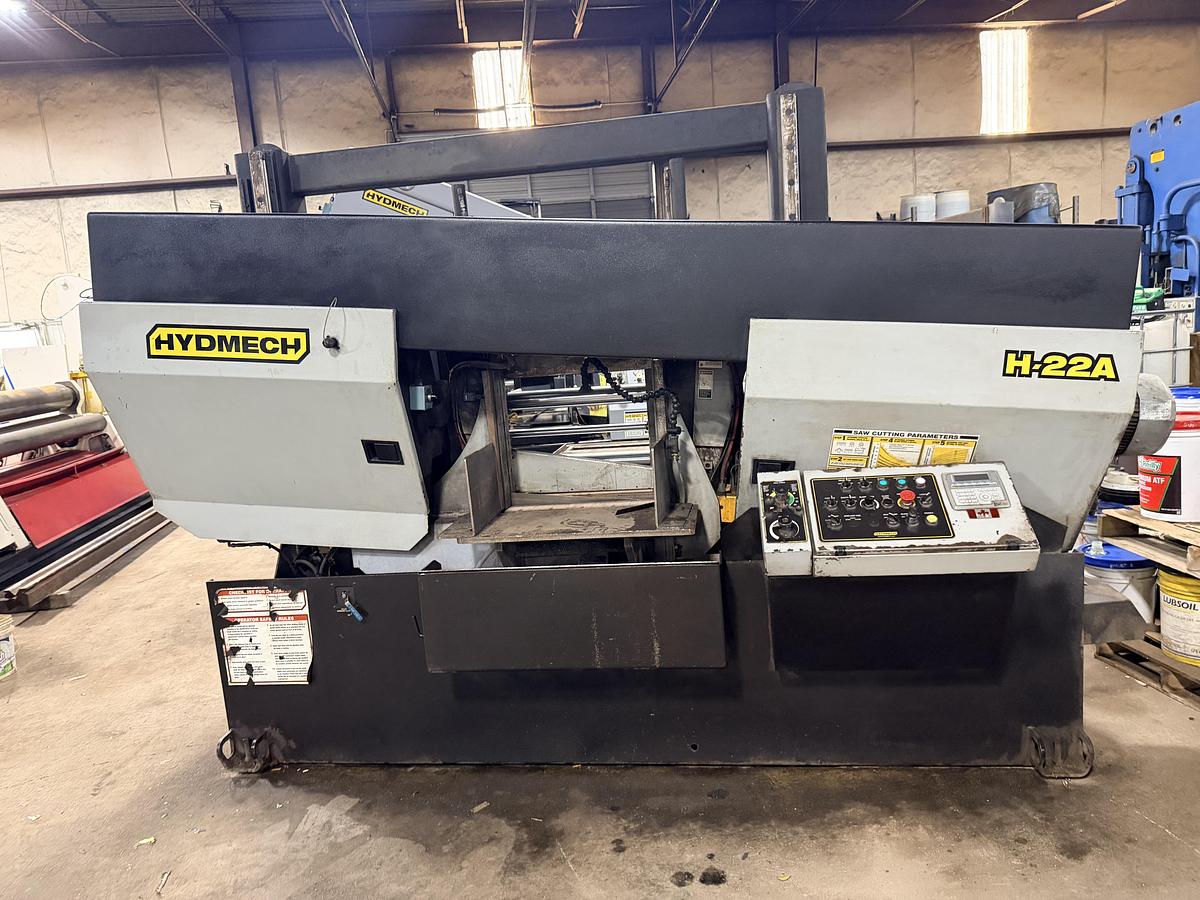 Used 2016 Hyd-Mech H-22A Automatic Horizontal Band Saw with canted head