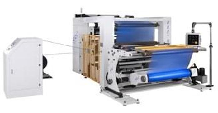 Used 63" WIDE NEW SRC SYSTEMS 800 DUPLEX TURRET SLITTER REWINDER 30" OD REWIND