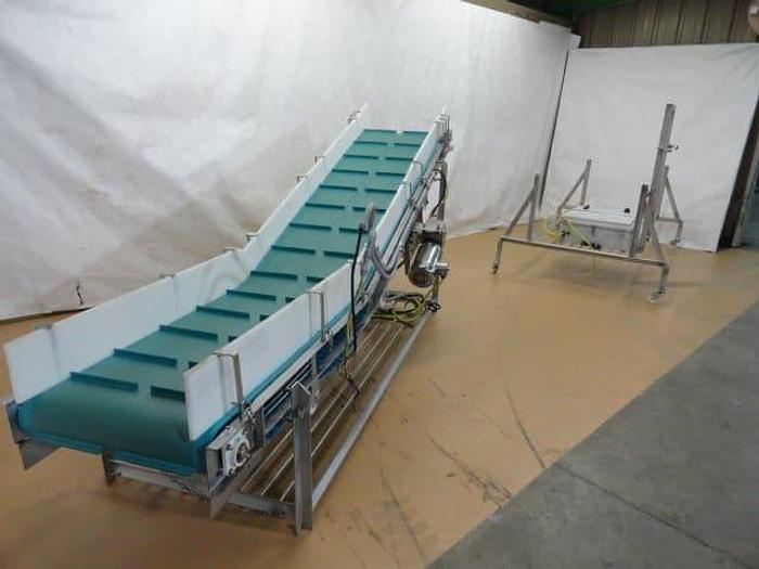 Used Tri-Mach Cleated Smooth Belt Incline Conveyor; Md#Ever-Kleen, 28" wide x 10'6"
