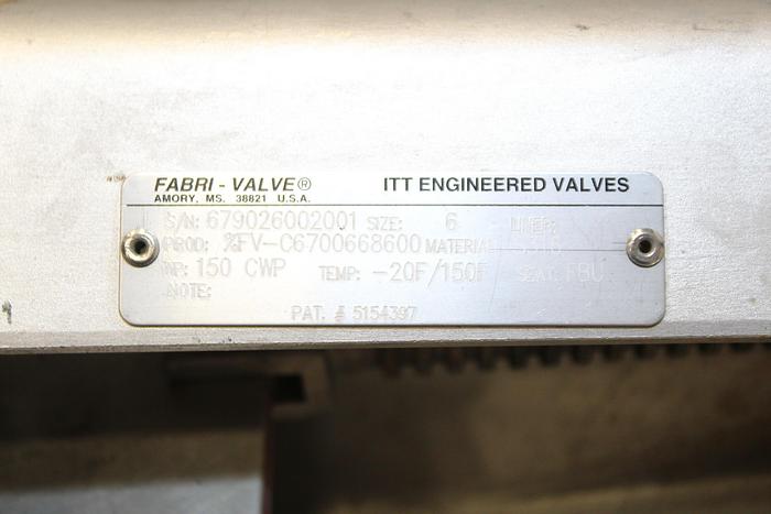 Used Fabri-Valve 6" Hand Operated Knife Gate Valve #43986