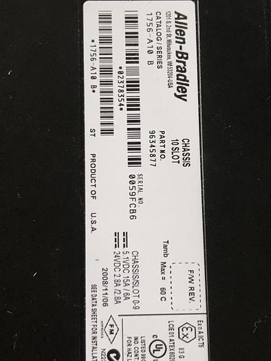 Used Allen Bradley 1756-PA75 /B Power Supply1756-A10 /B 10 Slot Chasis