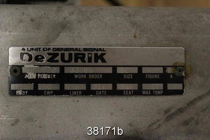 Used Dezurik 12" Air Operated Knife Gate Valve #38171