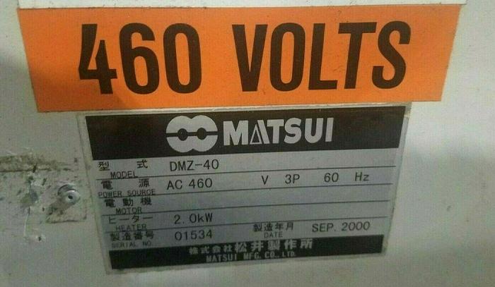 Used Matsui DMZ 40 Plastic Resin Dryer with Vacuum Transfer Conveyor