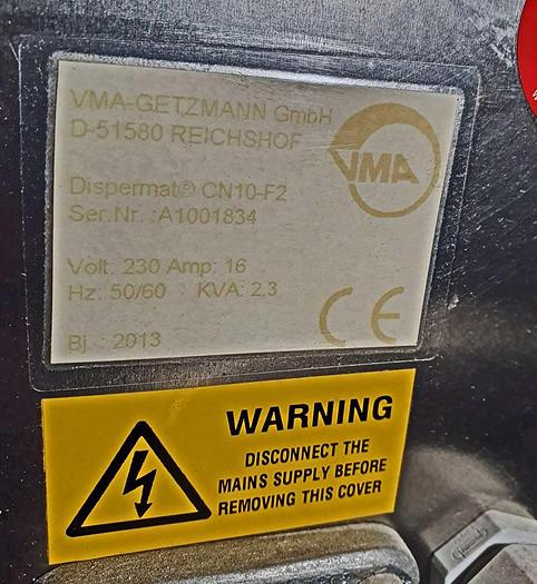 Used 2013 VMA-GETZMANN GMBH Dissolver DISPERMAT® CN 10-F2