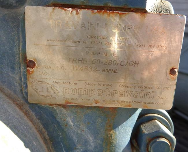 Used Pump, Vacuum, 15 HP, Liquid Ring, Travaini, 2-stage #S743032