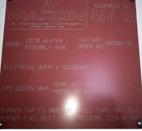 Used Maxon CSTM 1.5 X 2 Duct Burner Gas Train EDS Plus, 7,000 SCFH