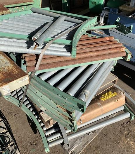 Used (8) SECTIONS OF 36 WIDE CURVED ROLLER CONVEYOR