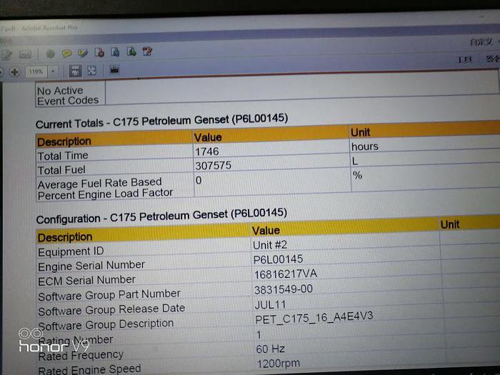 Used Caterpillar C 175 engine with Kato generators Very low working hours.
