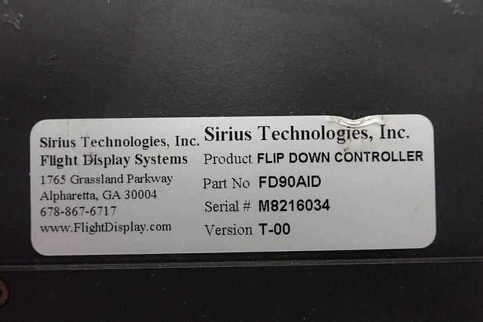 Used Sirius Technologies FD90AID-T-00 Flight Display System Flip Down Controller