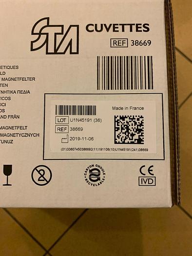 1 BOX Stago STA Cuvettes , REF 38669 ,