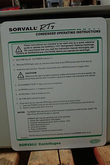 Used Sorvall RT-7 Refrigerated Centrifuge w/ RTH-750 Rotor & Buckets