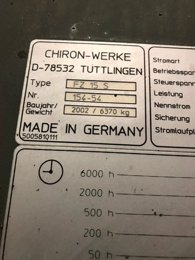 Used CHIRON FZ-15-S LEAN VERTICAL 4 AXIS HIGH SPEED VMC