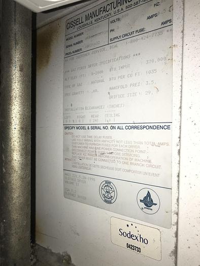 Used Cissell 120lb gas dryer