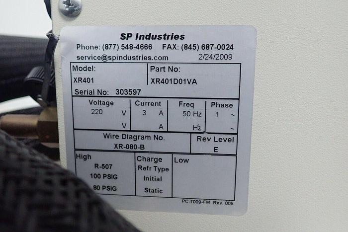 Used SP Industries Model XR401 XP401D01VA Air-Jet Sample Cooler