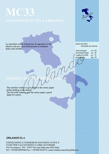 MC33 - SAGOMATRICE TELA ABRASIVA / SHAPING EMERY PATER MACHINE