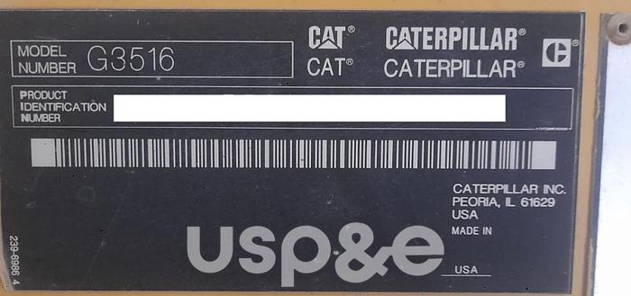 Used 0.80 MW 2014 Used Caterpillar G3516 Natural Gas Generator Set