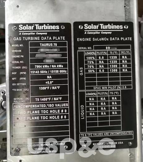 7.9 MW 2023 New Solar T70 Natural Gas Turbine Generator Set