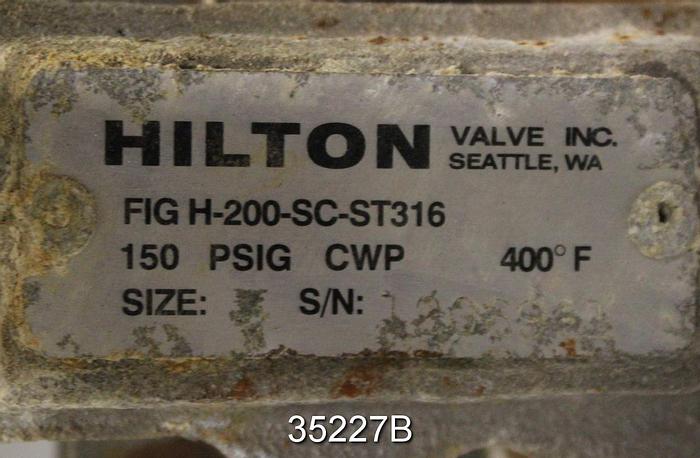 Used Hilton H-200-SC-ST316 3" Hand Operated Knife Gate Valve #35227