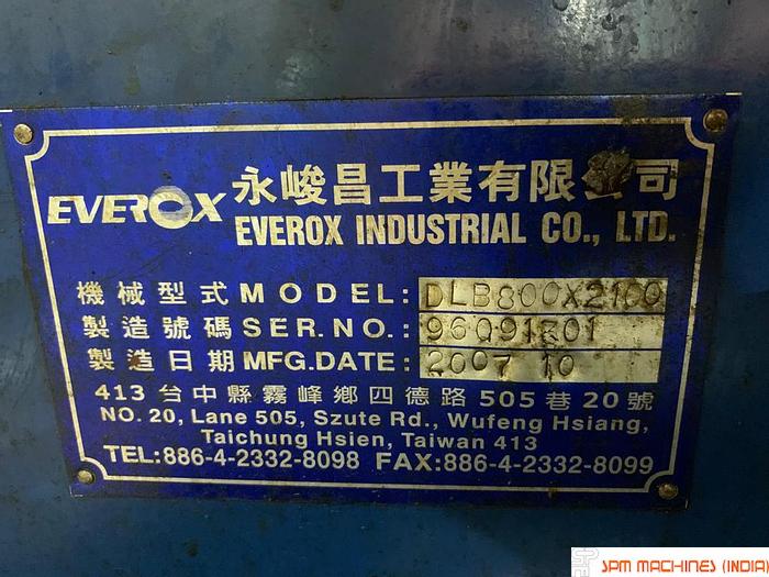 Used Everox DLB 800 x 2100 CNC Turning Big Bore