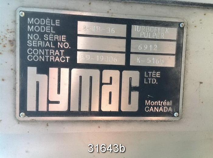 Used Hymac 8-1B-36 8' Diameter Turboflex Pulper #31643