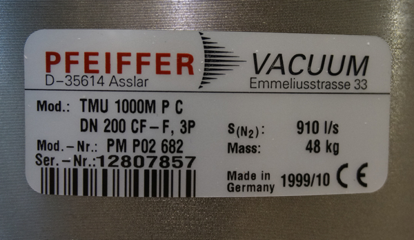 Used Pfeiffer  TMU 1000M-P-C