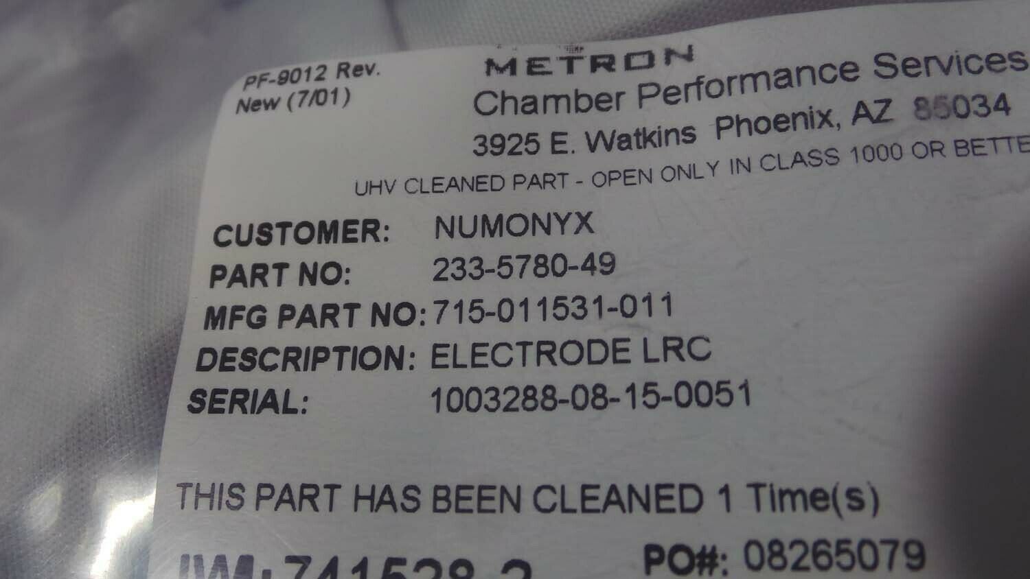 Used Applied Materials 715-011531-011 Lam aluminum anodized Cover