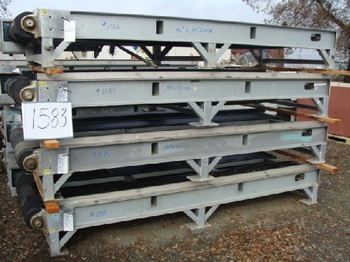 Rubber Belt Pallet Conveyor 40 wide x 10' long 16" high conveyor with dual 12" wide rubber belts galvanized support frame 5 Hp gearmotor drive" #1583