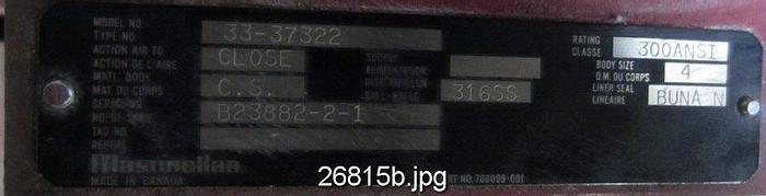 Used Masoneilan 33-37322 Butterfly 4" Valve #26815